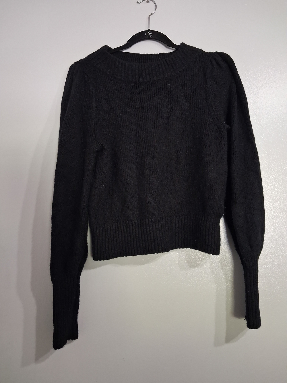 Maeve Black Ribbed Crew Neck Sweater